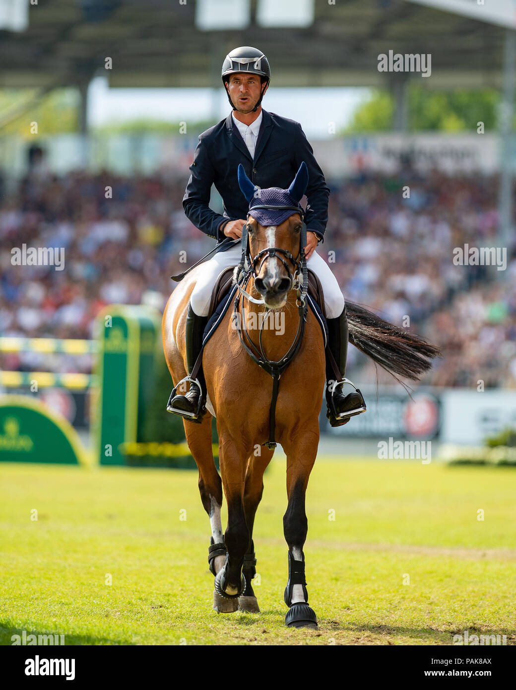 Aachen, Germany. July 22, 2018 - Steve GUERDAT (SUI) riding Bianca during  the Rolex Grand Prix - CHIO Aachen 2018. Aachen, Germany, July 22th 2018.  Credit: AFP7/ZUMA Wire/Alamy Live News Stock Photo - Alamy
