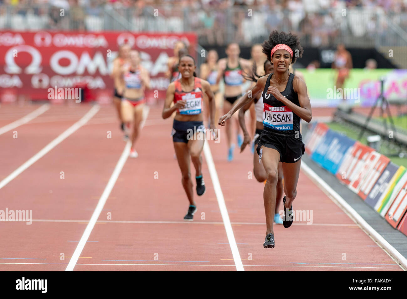 London, UK. 22nd July 2018. Sifan Hassan (NED) won the Millicent Fawcett Mile in 4:14.71 at the Muller Anniversary Games at the London Stadium, London, Great Britiain, on 22 July 2018. Credit: Andrew Peat/Alamy Live News Stock Photo