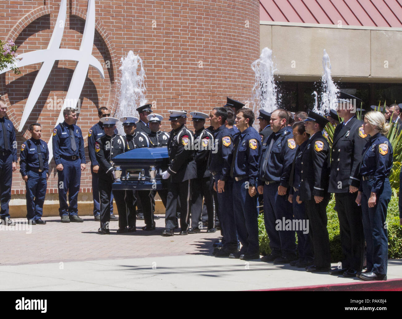 Modesto, California, U.S.A. 23rd July, 2018. The casket of CalFire