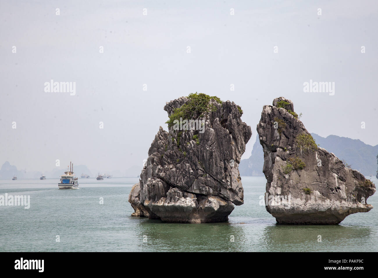 Ha Long, Ha Long, China. 24th July, 2018. Vietnam-Ha Long Bay is a UNESCO World Heritage Site and popular travel destination in Quang Ninh Province, Vietnam. The bay features thousands of limestone karsts and isles in various shapes and sizes. Ha Long Bay is a center of a larger zone which includes Bai Tu Long Bay to the northeast, and Cat Ba Island to the southwest. These larger zones share a similar geological, geographical, geomorphological, climate, and cultural characters. Credit: SIPA Asia/ZUMA Wire/Alamy Live News Stock Photo