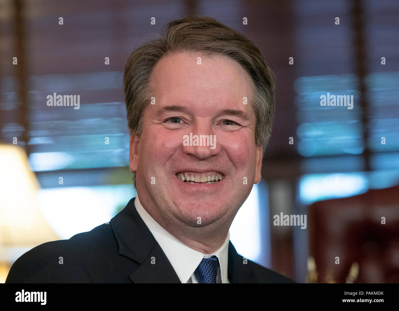 Washington, United States Of America. 24th July, 2018. Judge Brett M. Kavanaugh, United States President Donald J. Trump's nominee to replace Justice Anthony Kennedy on the US Supreme Court, smiles during a photo op in the office of US Senator John Kennedy (Republican of Louisiana) on Capitol Hill in Washington, DC on Tuesday, July 24, 2018. Credit: Ron Sachs/CNP | usage worldwide Credit: dpa/Alamy Live News Stock Photo