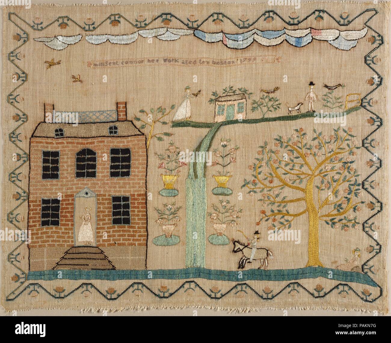 Embroidered Sampler Culture American Dimensions 21 1 8 X 16 1
