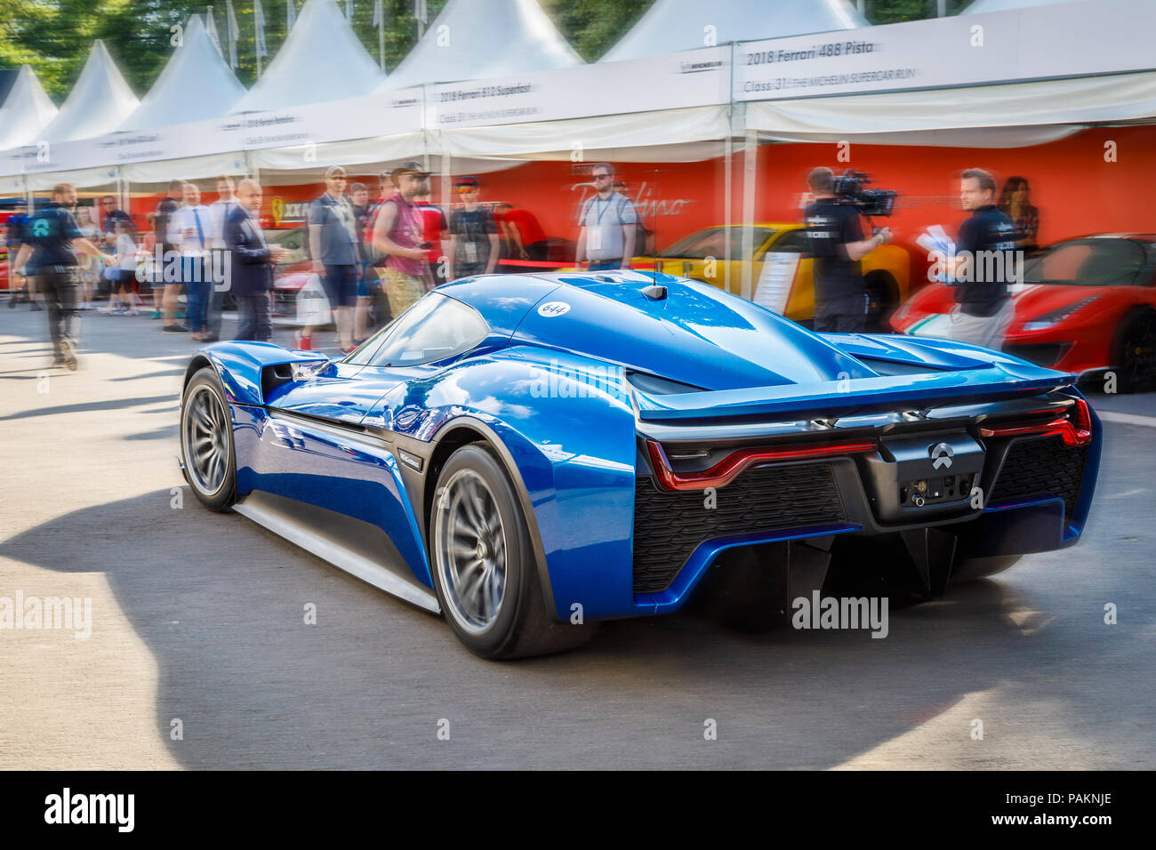 2018 NIO EP9 Electric Supercar in the paddock at the 2018 Goodwood Festival of Speed, Sussex, UK. Stock Photo