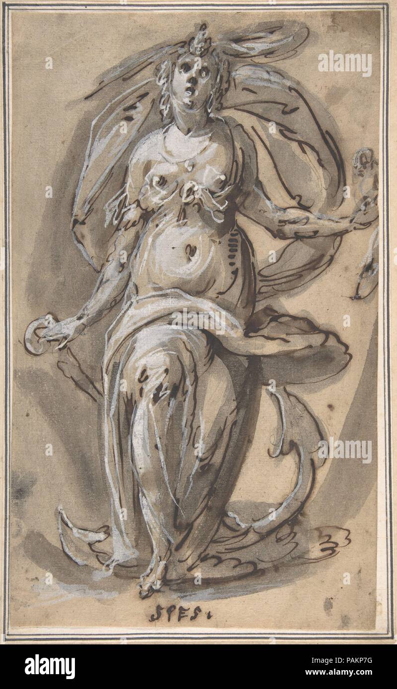 Standing Female Figure with an Anchor ('Spes'). Artist: Hinrich Degener (German, Hamburg, ca. 1615/16). Date: 1600-1630. Museum: Metropolitan Museum of Art, New York, USA. Stock Photo