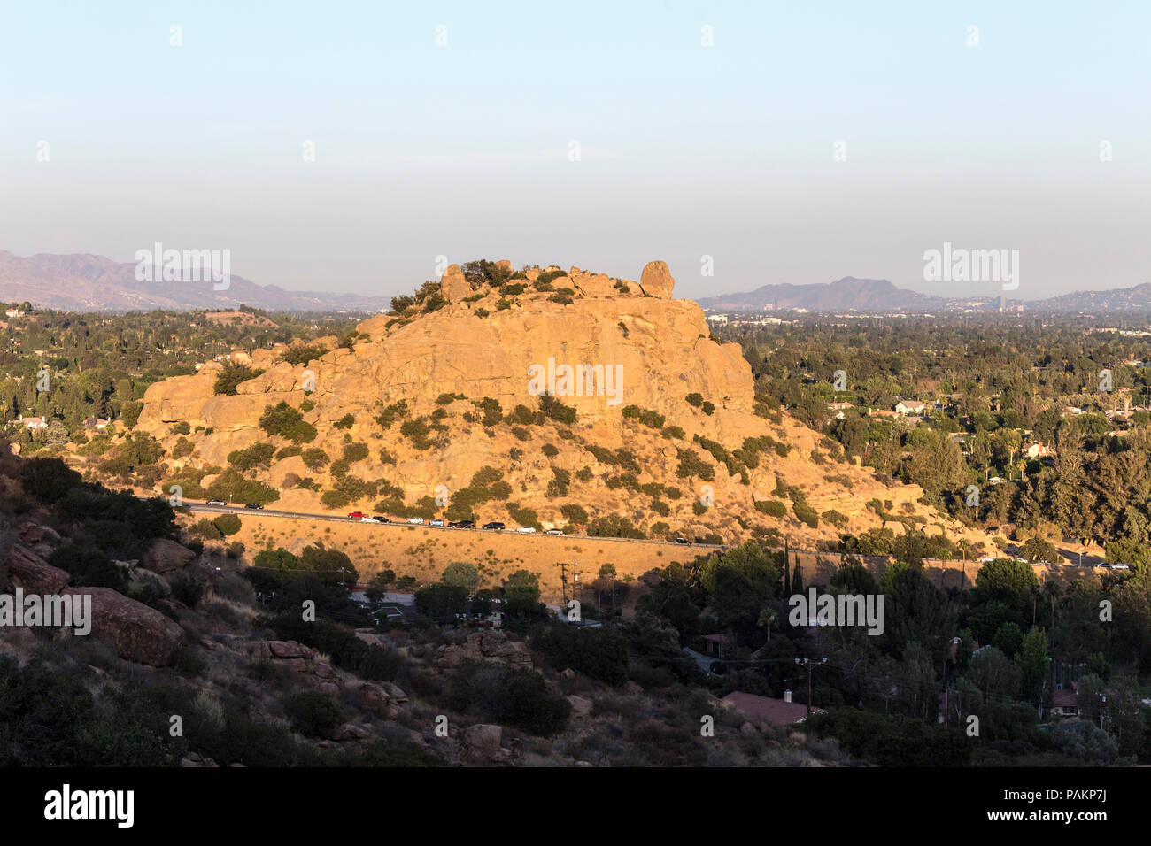 Afternoon view of Stoney Point Park and the San Fernando Valley in Los
