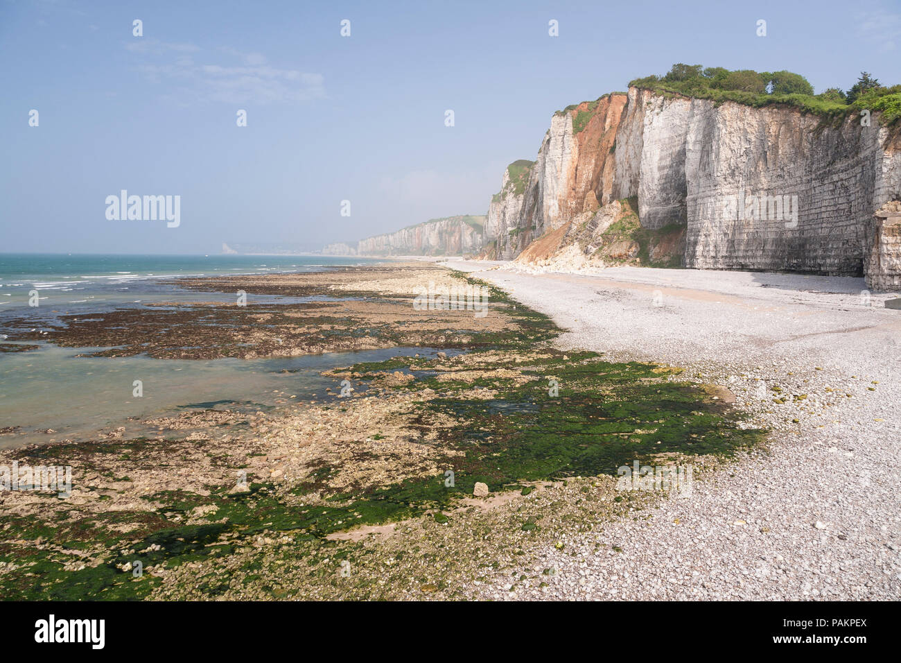 Rocky beach at Yport, Normandy, France Stock Photo