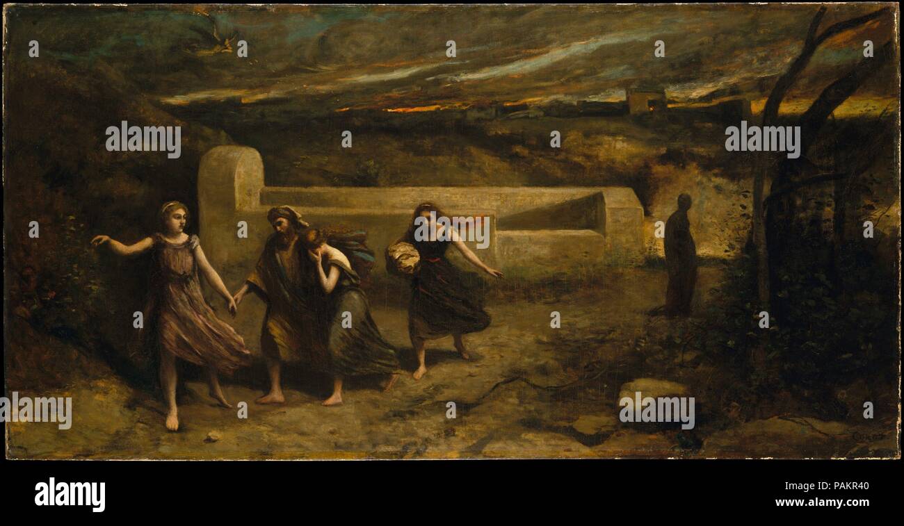 The Burning Of Sodom Formerly The Destruction Of Sodom Artist Camille Corot French Paris 1796 1875 Paris Dimensions 36 3 8 X 71 3 8 In 92 4 X 181 3 Cm Date 1843 And 1857 This