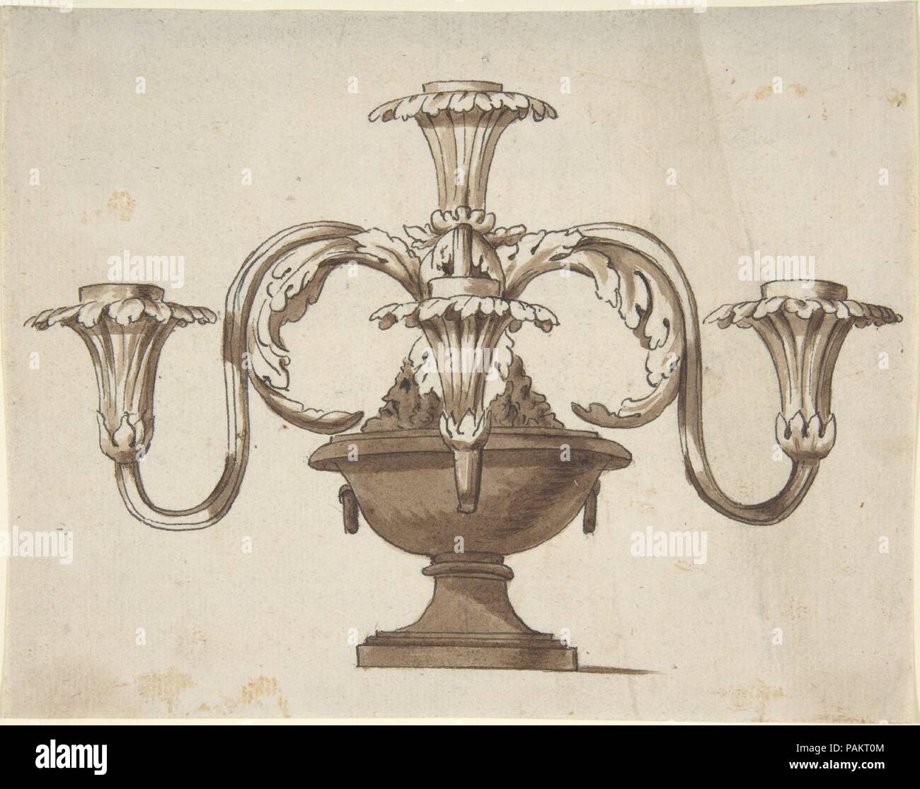 Design for a Candelabra. Artist: Anonymous, Italian, early 19th century. Dimensions: 5-1/8 x 6-1/2 in. Date: early 19th century. Museum: Metropolitan Museum of Art, New York, USA. Stock Photo