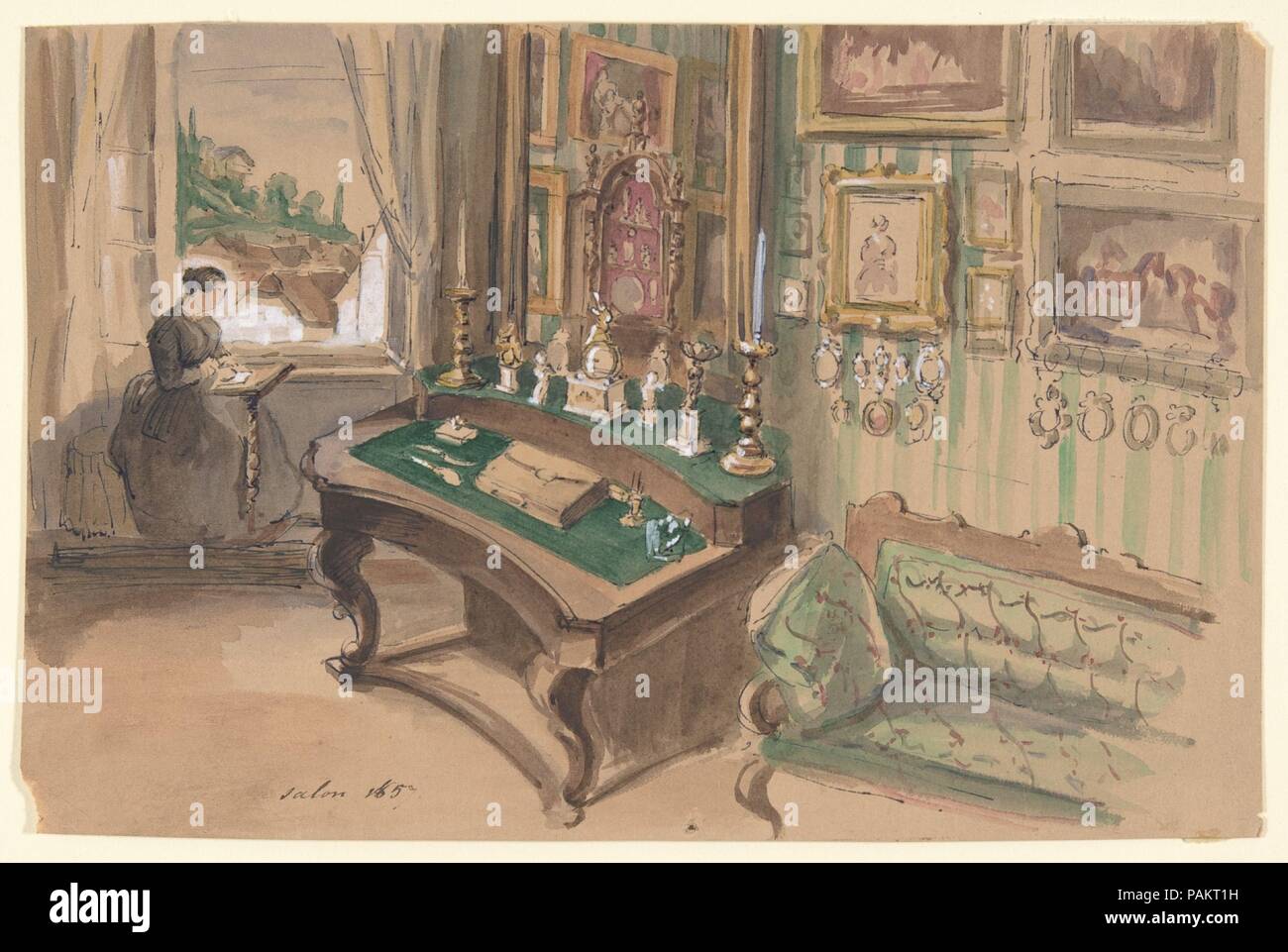 Drawing of an Interior: Salon. Artist: Anonymous, French, 19th century ...