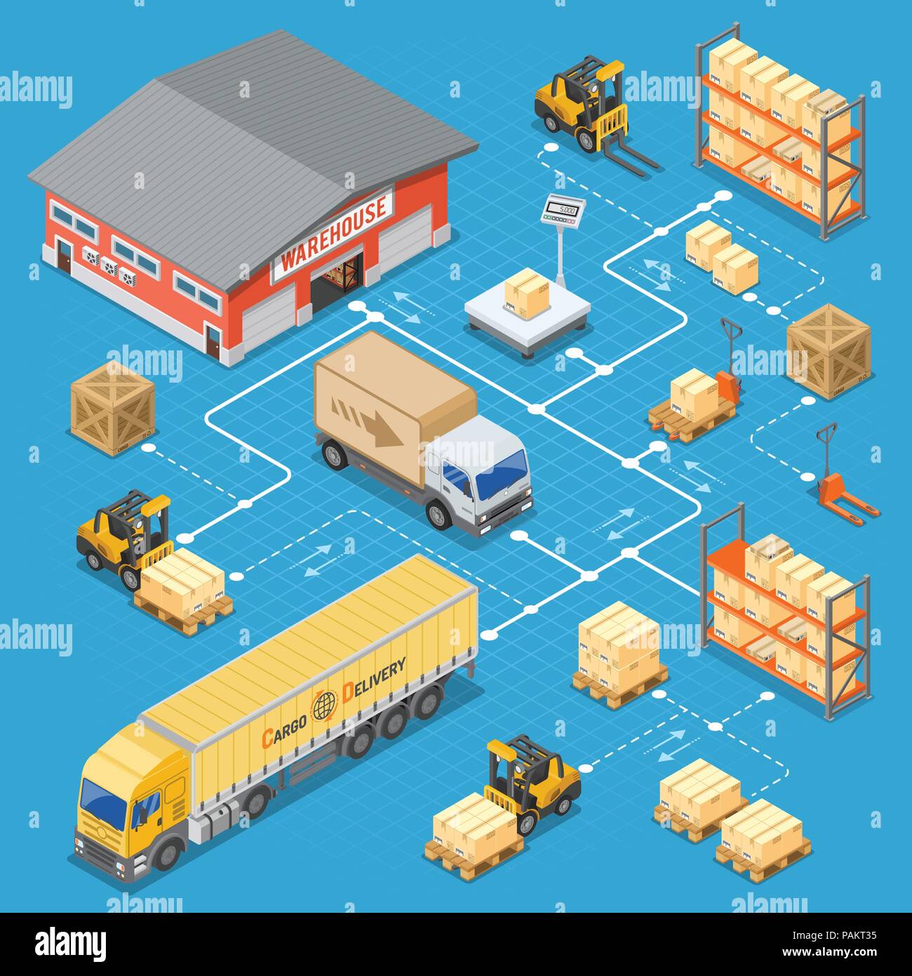 Warehouse Storage and Delivery Isometric Infographics Stock Vector