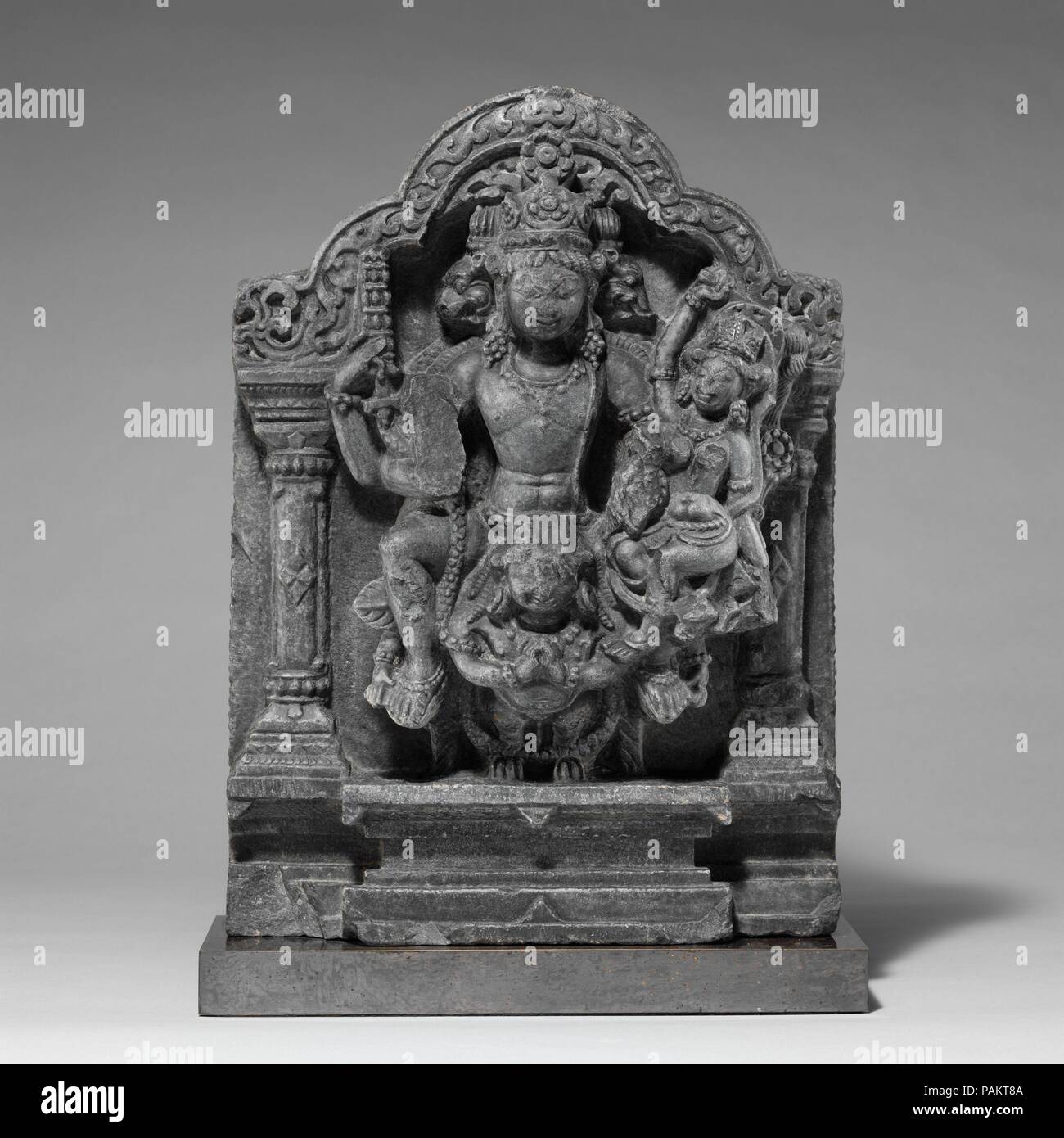 Vishnu and Lakshmi Supported by Garuda. Culture: India (Jammu & Kashmir, ancient kingdom of Kashmir). Dimensions: H. 17 1/4 in. (43.8 cm); W. 12 1/2in. (31.8 cm); D. 5 1/2 in. (14 cm). Date: 11th century. Museum: Metropolitan Museum of Art, New York, USA. Stock Photo