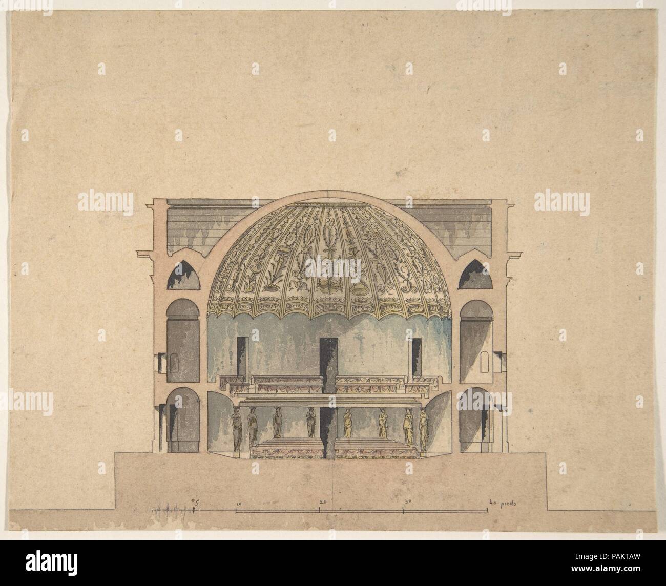 Design for the Interior Elevation of a Theater. Artist: Anonymous ...