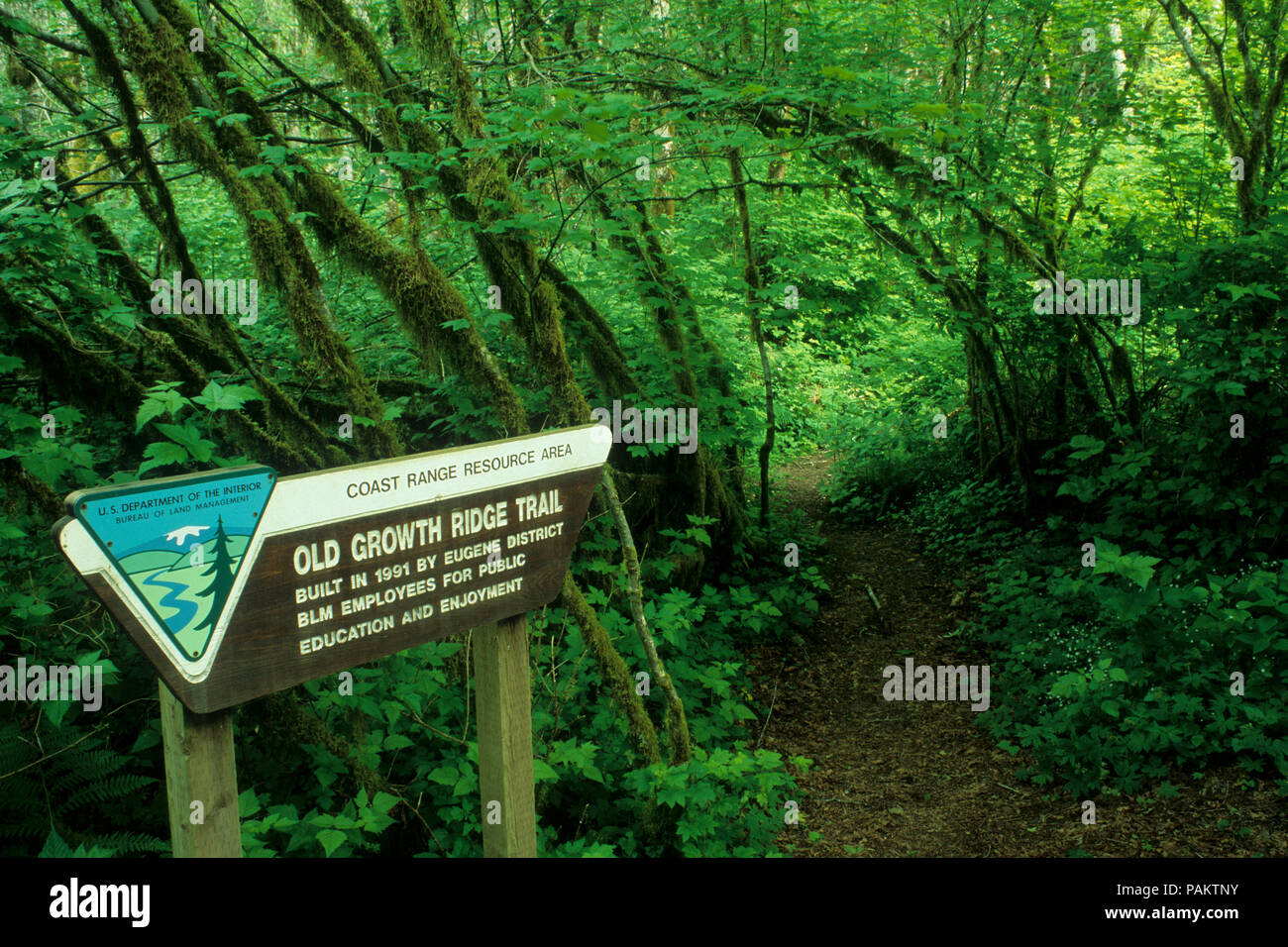 Trailhead, Whittaker Creek Recreation Site, Eugene District Bureau of Land Management, Oregon Stock Photo