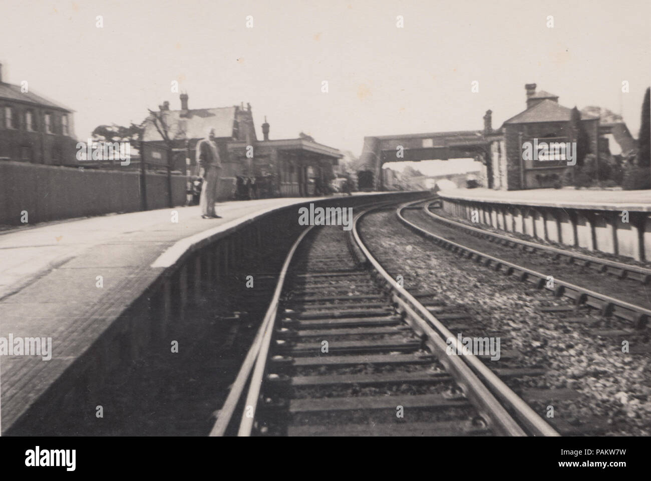 Vintage Photograph of a British Railway Station Stock Photo