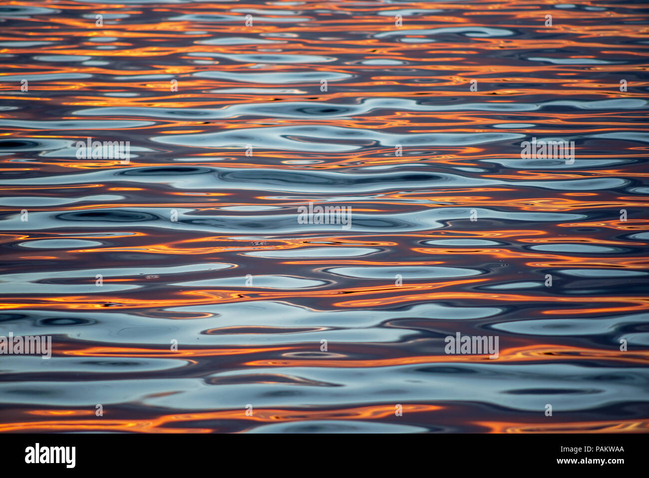 Natural background of blue-orange lake water with waves Stock Photo - Alamy