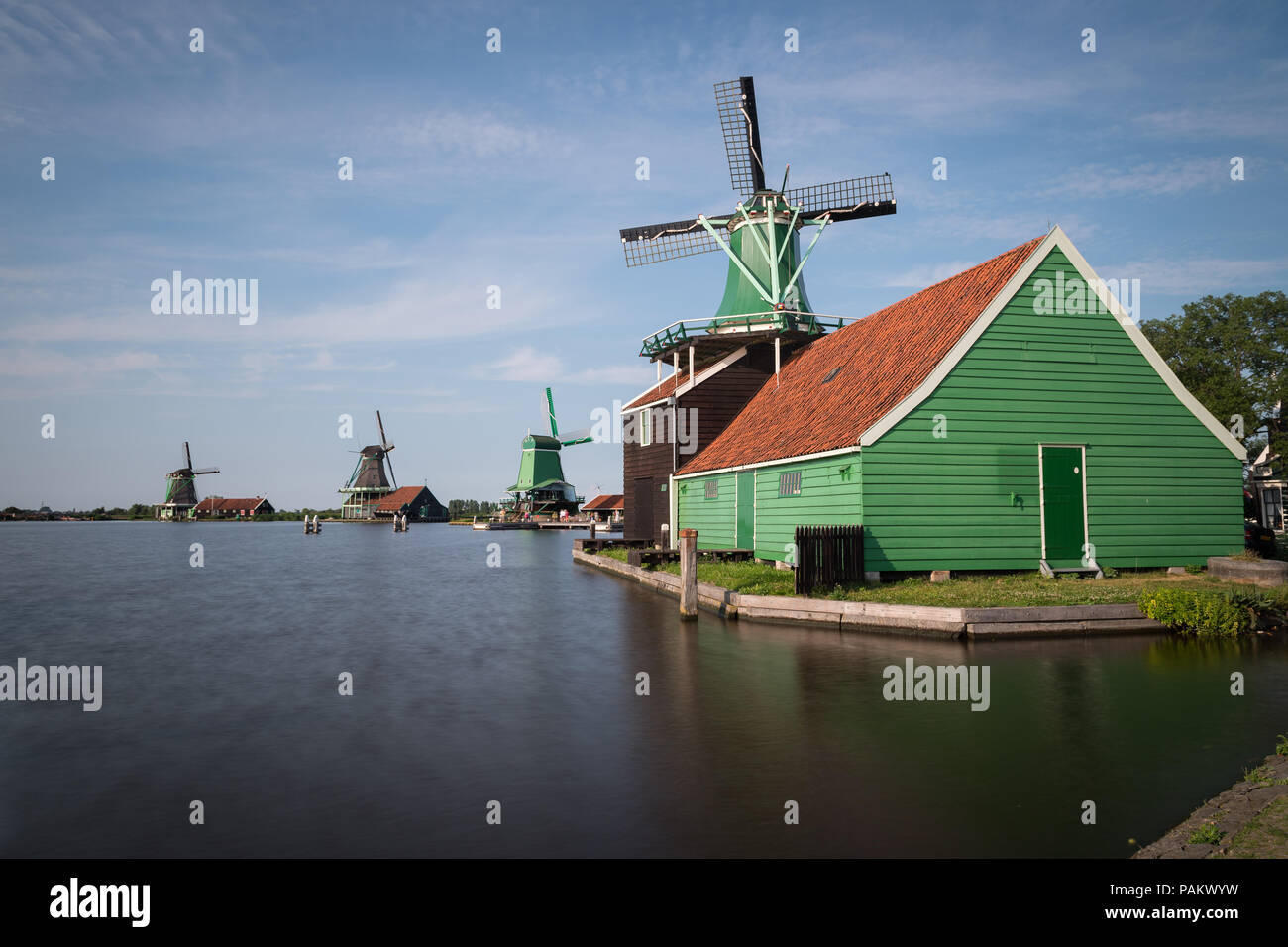 The windmills of Zaanse Schans, Netherlands Stock Photo