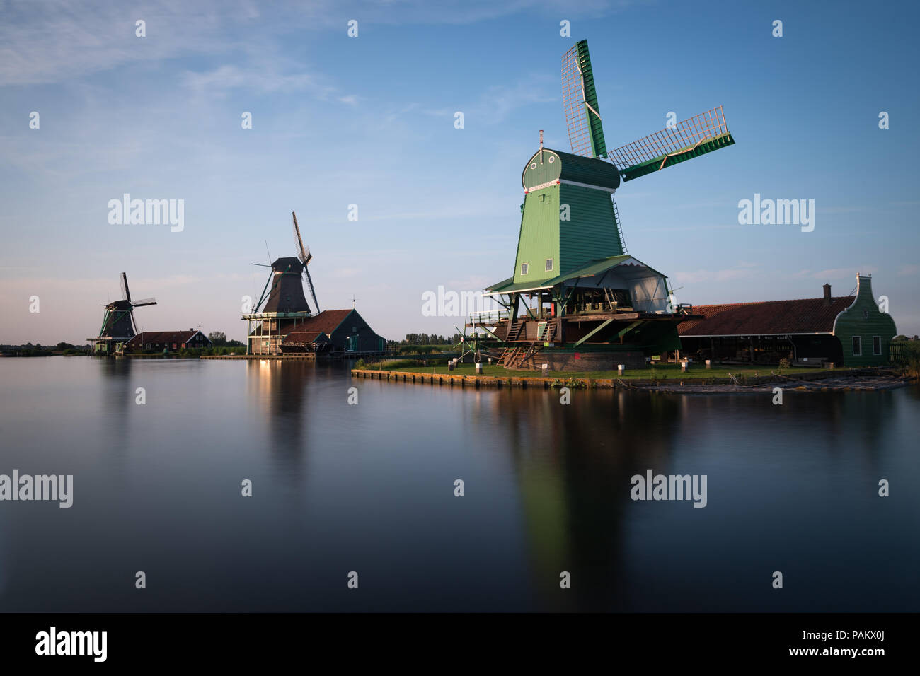 The windmills of Zaanse Schans, Netherlands Stock Photo