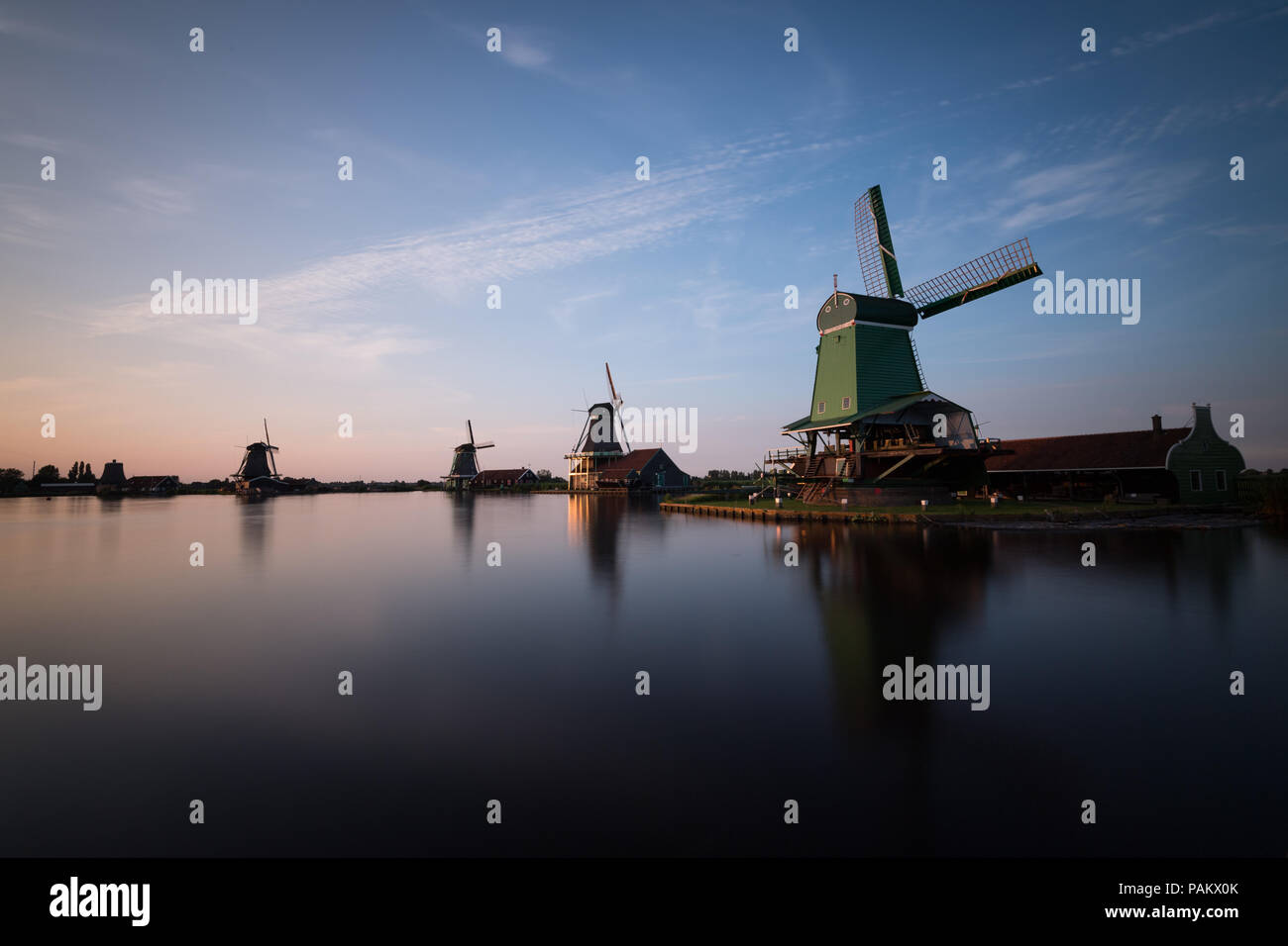 The windmills of Zaanse Schans, Netherlands Stock Photo