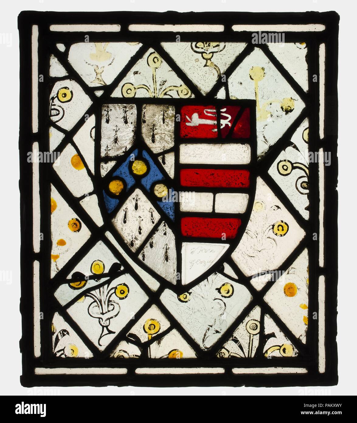 Panel with Heraldic Shield of Johnson. Culture: British. Dimensions: H. 14 3/4, 12 3/4 in.. Date: ca. 1500. Museum: Metropolitan Museum of Art, New York, USA. Stock Photo