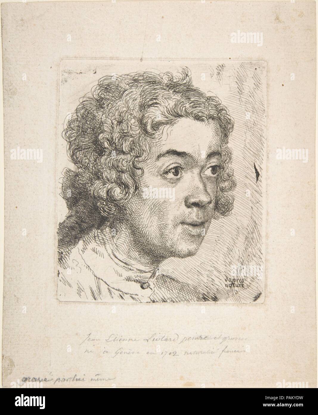 Self Portrait as a Young Man. Artist: Jean Étienne Liotard (Swiss, Geneva  1702-1789 Geneva). Dimensions: Plate: 4 5/8 x 3 15/16 in. (11.7 x 10 cm)  Sheet: 7 5/16 x 6 in. (