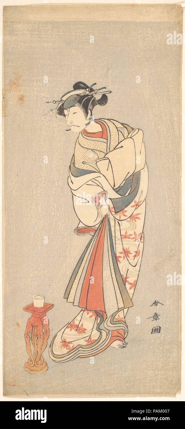 The Actor Ichikawa Danjuro V in the Role of a Woman. Artist: Katsukawa Shunsho (Japanese, 1726-1792). Culture: Japan. Dimensions: 12 1/2 x 6 in. (31.8 x 15.2 cm). Date: 1772. Museum: Metropolitan Museum of Art, New York, USA. Stock Photo