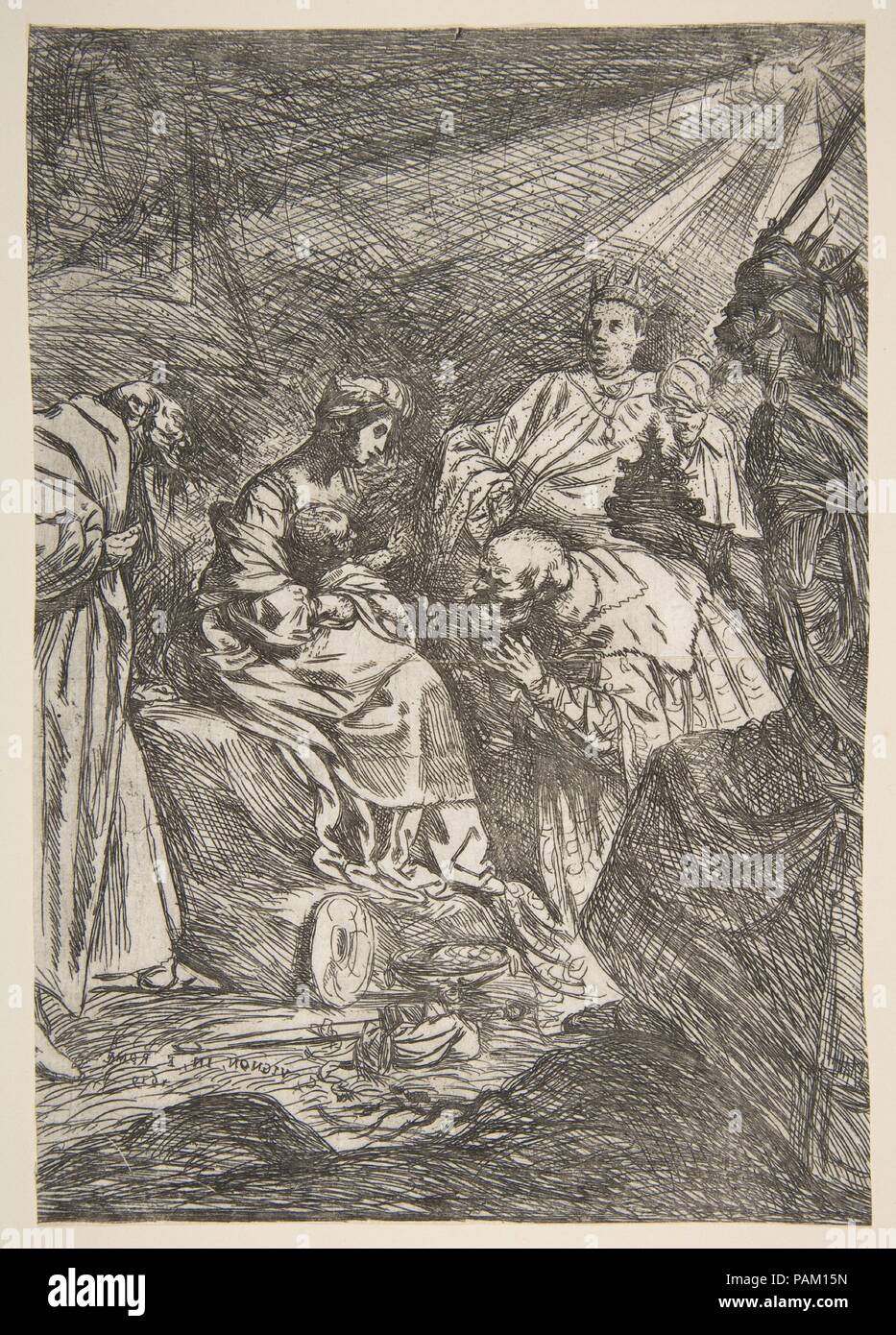 The Adoration of the Magi. Artist: Claude Vignon (French, Tours 1593-1670 Paris). Dimensions: sheet: 9 7/16 x 6 9/16 in. (24 x 16.7 cm). Date: 1619. Museum: Metropolitan Museum of Art, New York, USA. Stock Photo