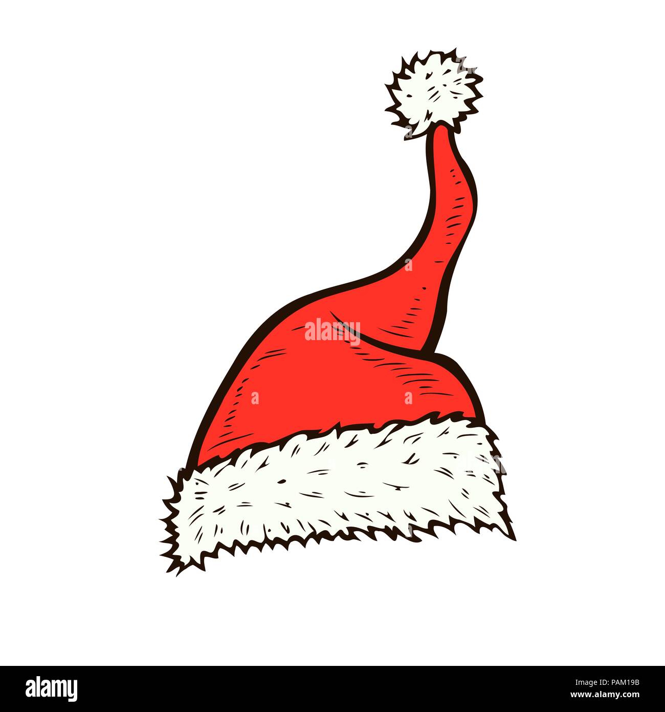 vector hand drawn santa hat isolated on white Stock Vector