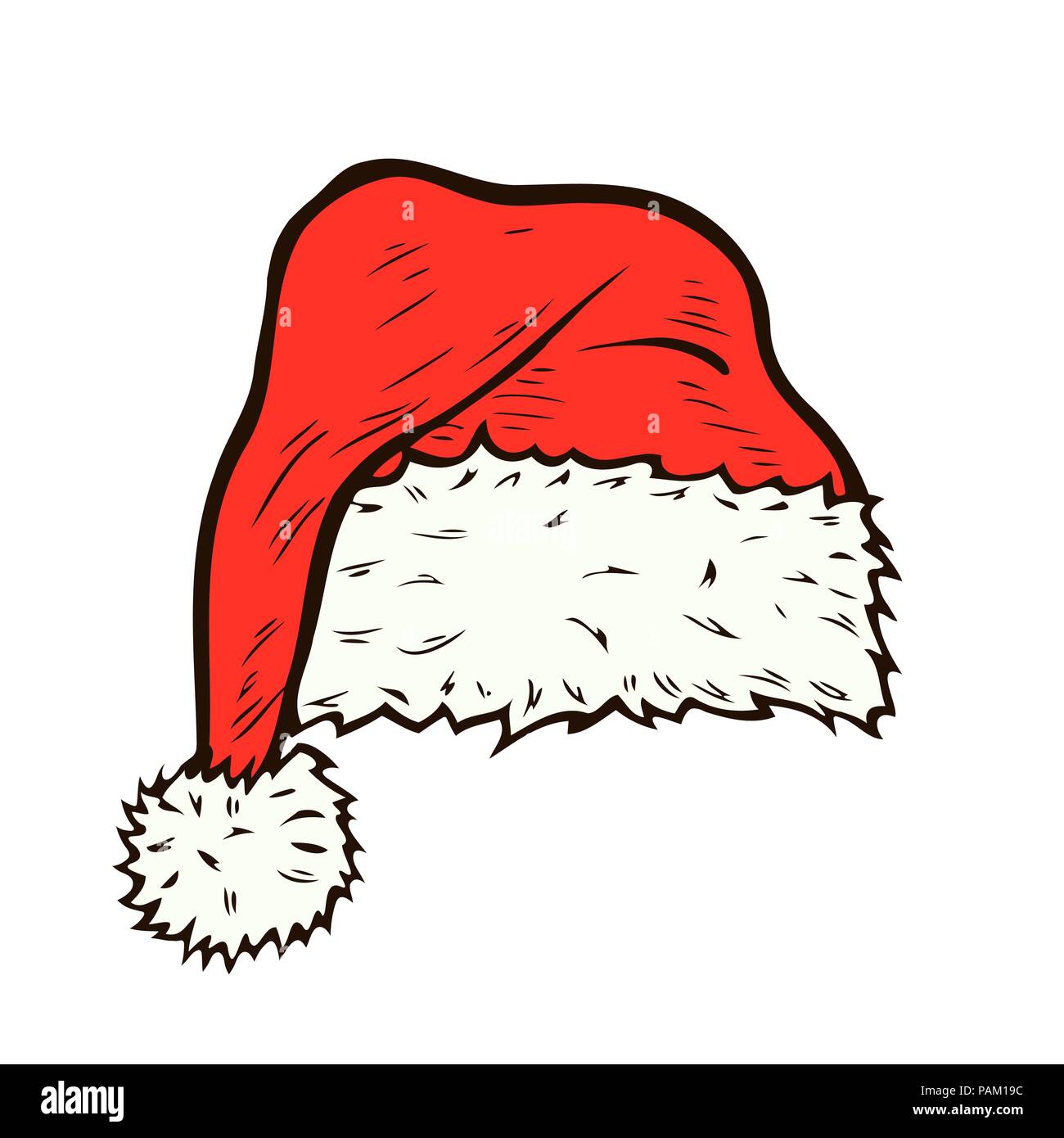 vector hand drawn santa hat isolated on white Stock Vector
