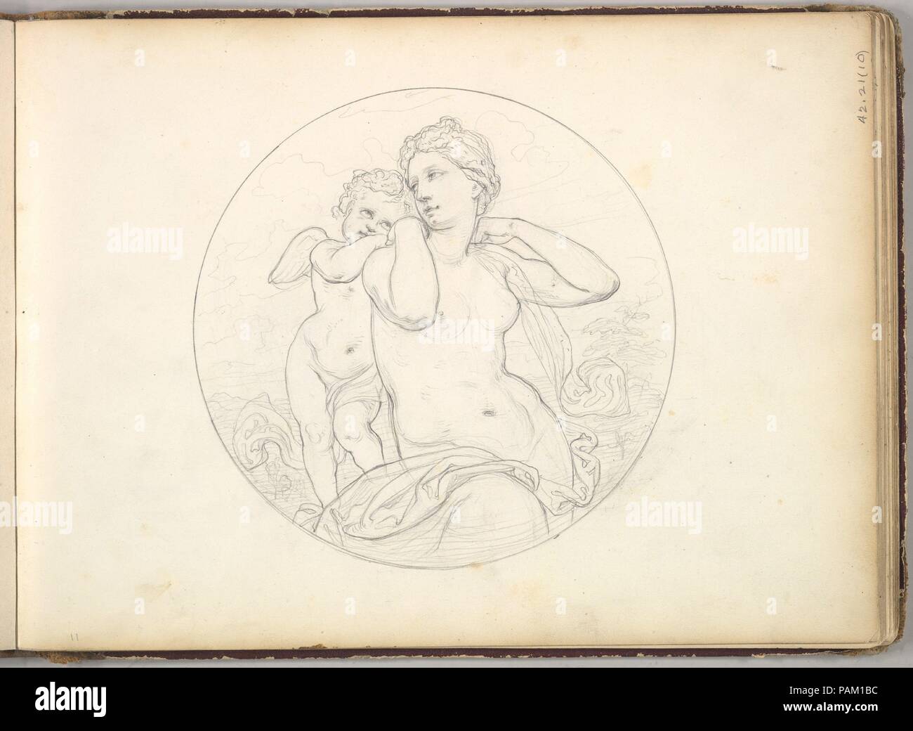Venus and Cupid  (in Sketch Book With Drawings on Twenty-six Leaves). Artist: Frederic, Lord Leighton (British, Scarborough 1830-1896 London). Dimensions: Sheet (page): 7 7/8 x 10 7/8 in. (20 x 27.6 cm). Date: ca. 1849. Museum: Metropolitan Museum of Art, New York, USA. Stock Photo