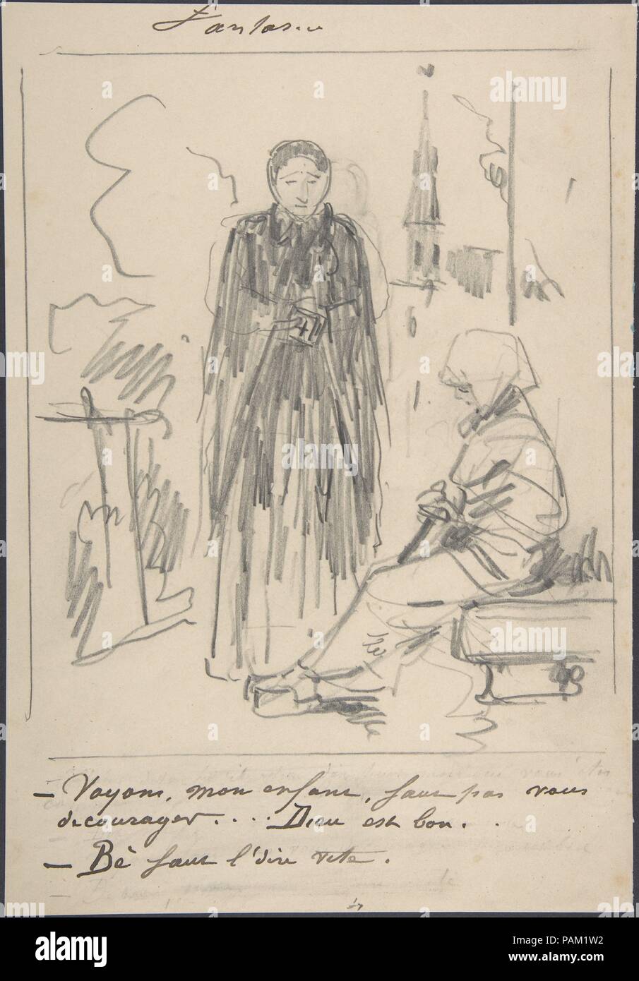 Caricature. Artist: Anonymous, French, 19th century. Dimensions: sheet: 10 11/16 x 7 3/8 in. (27.1 x 18.8 cm). Date: 19th century. Museum: Metropolitan Museum of Art, New York, USA. Stock Photo