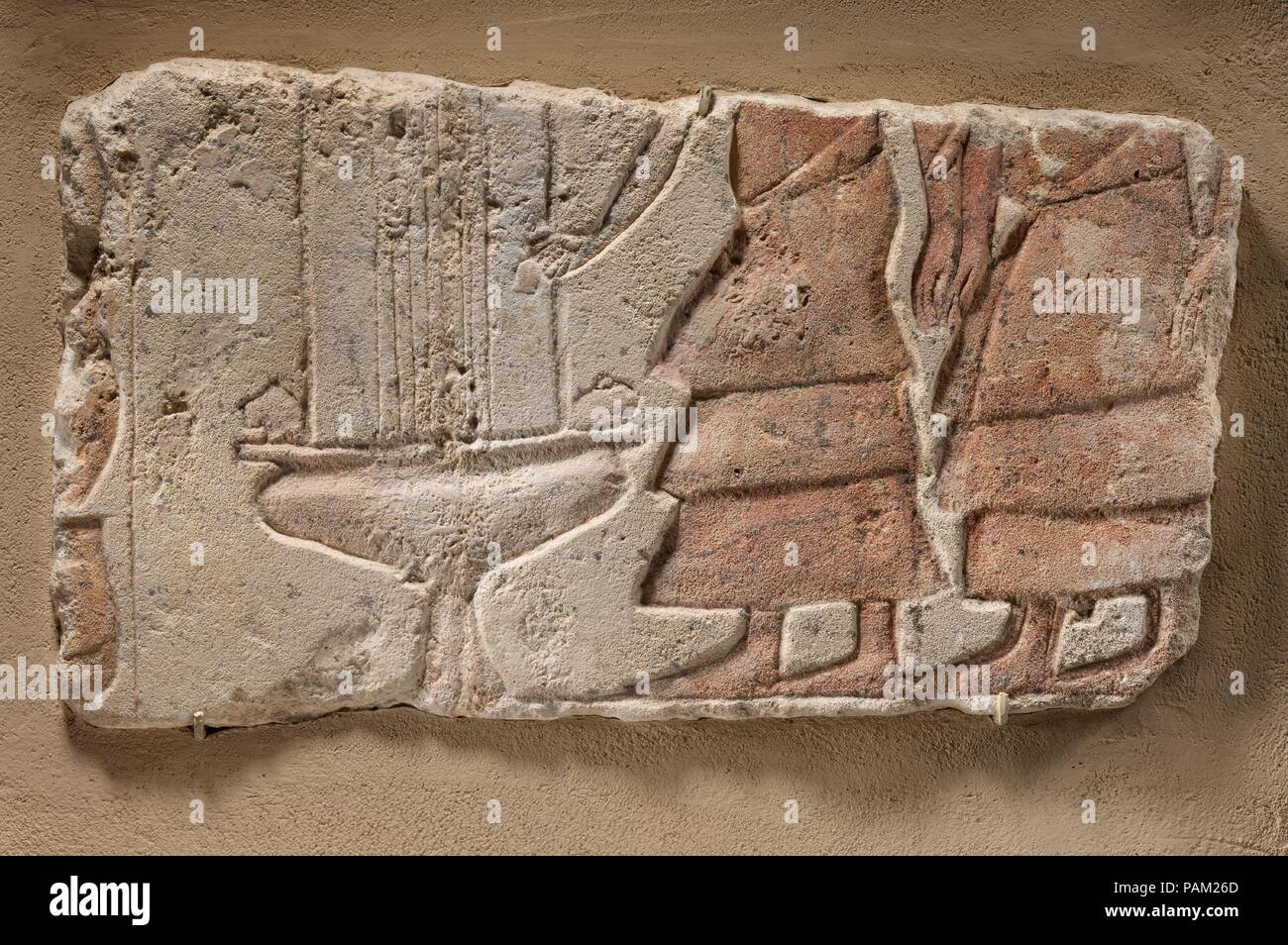 Relief with foreign musicians. Dimensions: H. 22.9 × W. 39.5 cm (9 × 15 9/16 in.). Dynasty: Dynasty 18. Reign: reign of Akhenaten. Date: ca. 1353-1336 B.C.. Museum: Metropolitan Museum of Art, New York, USA. Stock Photo