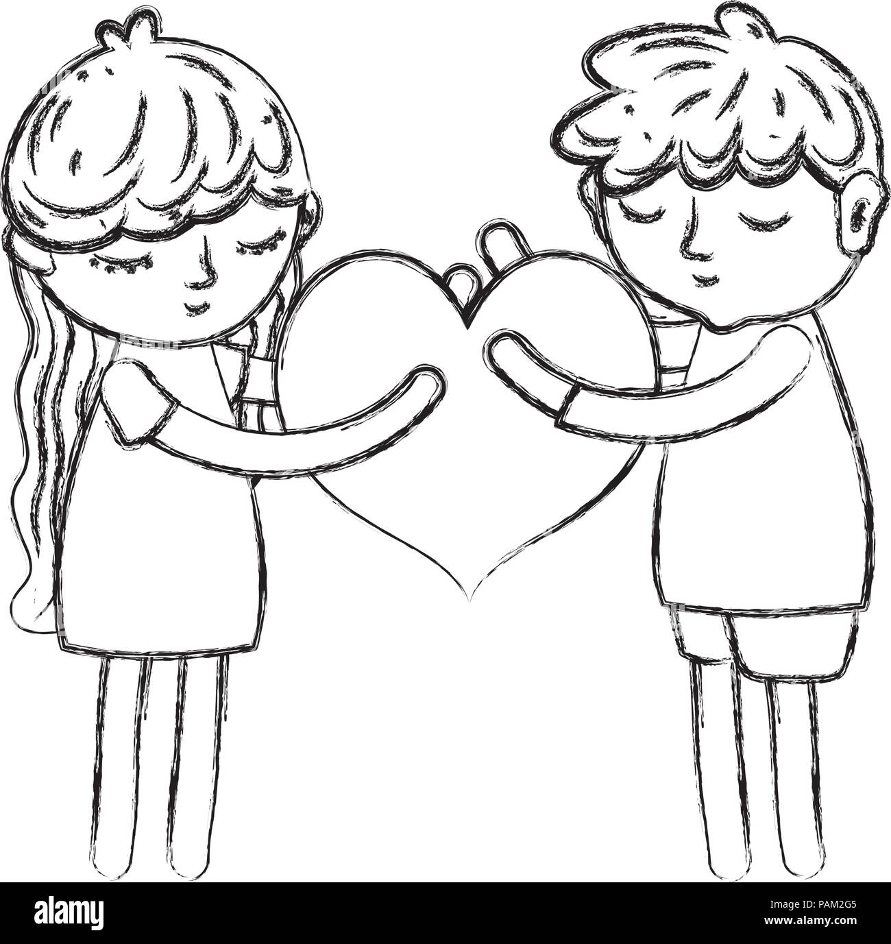 grunge boy and girl sleeping with heart and standing Stock Vector Image