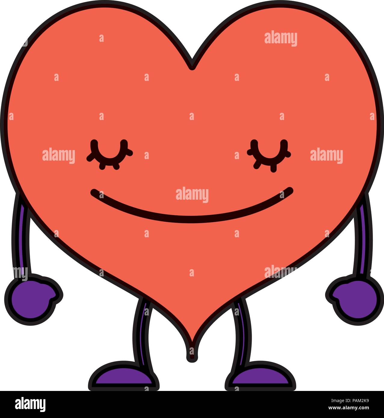 color kawaii happy heart with arms and legs Stock Vector Image & Art ...