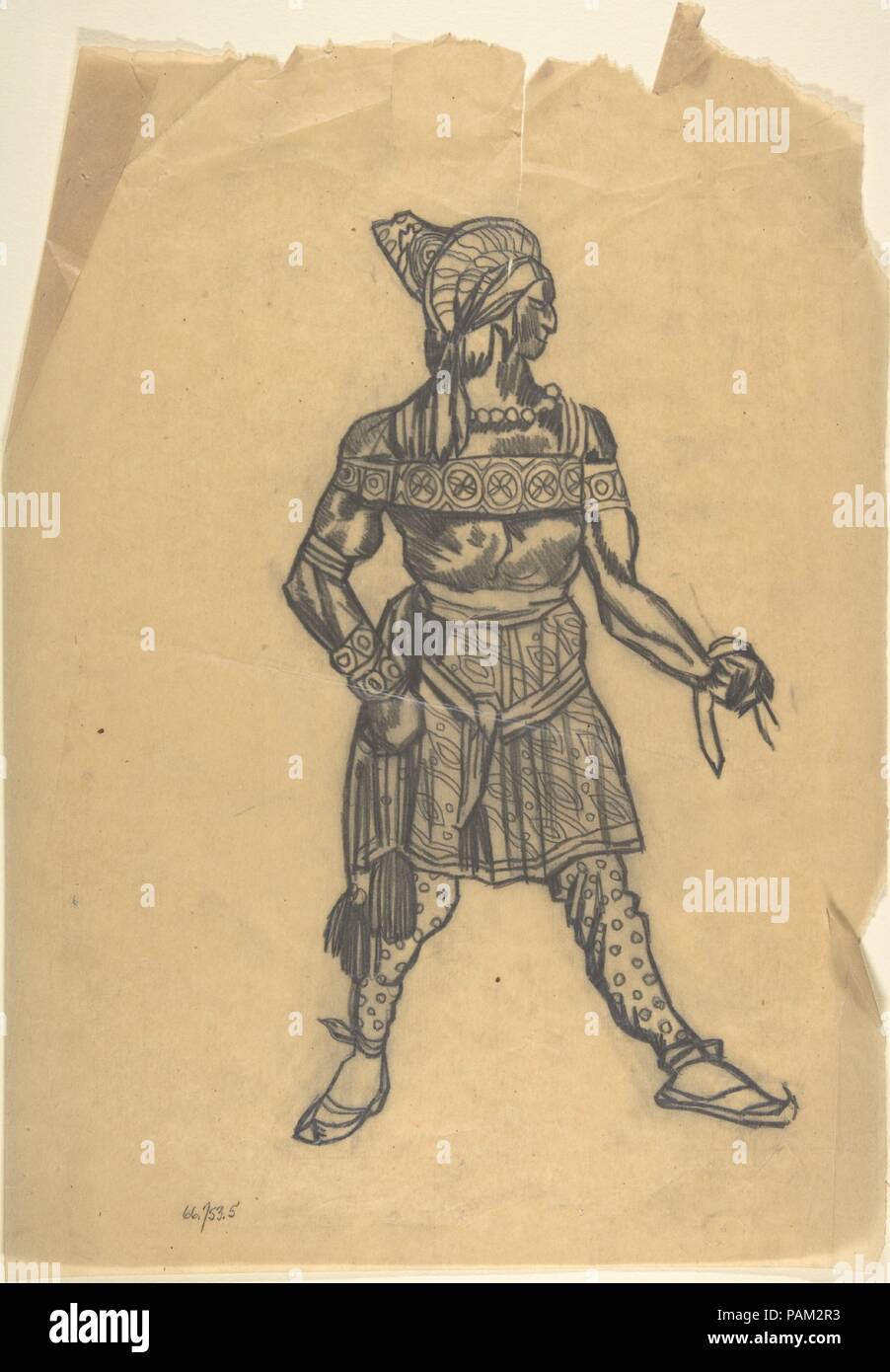 Russian male dancer costume. Artist: Léon Bakst (Russian, Grodno 1866-1924 Paris). Dimensions: sheet: 14 15/16 x 10 11/16 in. (38 x 27.2 cm). Date: n.d.. Museum: Metropolitan Museum of Art, New York, USA. Stock Photo