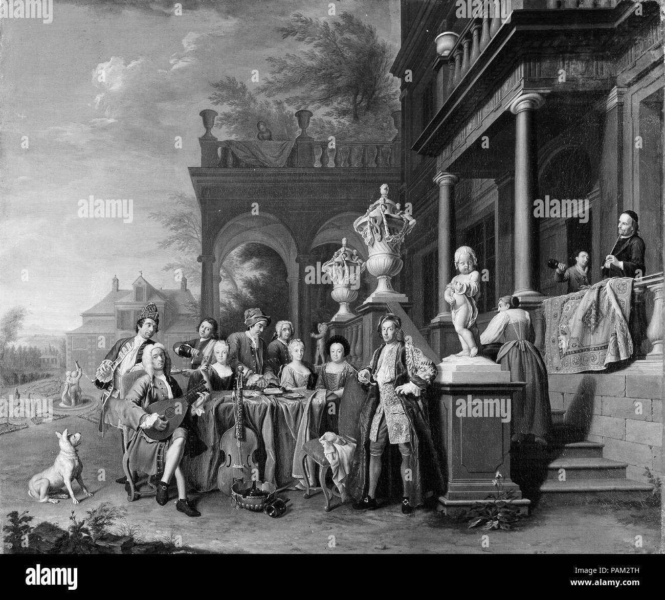 A Musical Gathering at the Court of the Elector Karl Albrecht of Bavaria. Artist: Peter Jacob Horemans (Flemish, 1700-1776). Dimensions: 34 1/2 x 42 in. (87.6 x 106.7 cm). Date: 1730. Museum: Metropolitan Museum of Art, New York, USA. Stock Photo