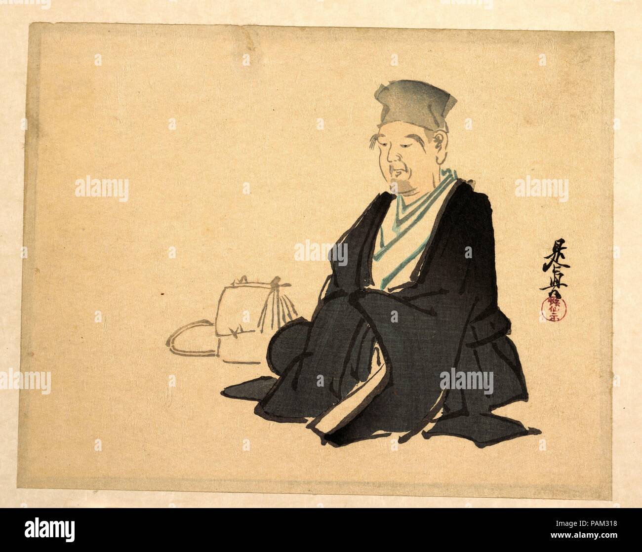 Portrait of Rikyu (?). Artist: Shibata Zeshin (Japanese, 1807-1891). Culture: Japan. Dimensions: 7 3/4 x 10 in. (19.7 x 25.4 cm). Date: ca. 1875. Museum: Metropolitan Museum of Art, New York, USA. Stock Photo