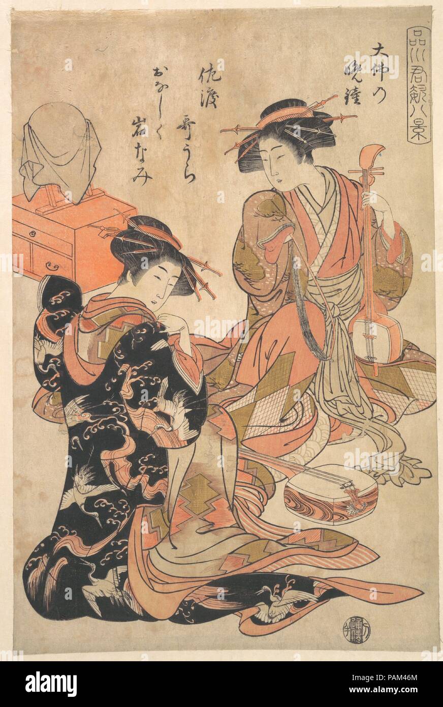 Daibutsu no bansho  Vesper Bell of the Temple of Great Buddha. Artist: Kitao Shigemasa (Japanese, 1739-1820). Culture: Japan. Dimensions: 15 x 9 7/8 in. (38.1 x 25.1 cm). Date: ca. 1778. Museum: Metropolitan Museum of Art, New York, USA. Stock Photo