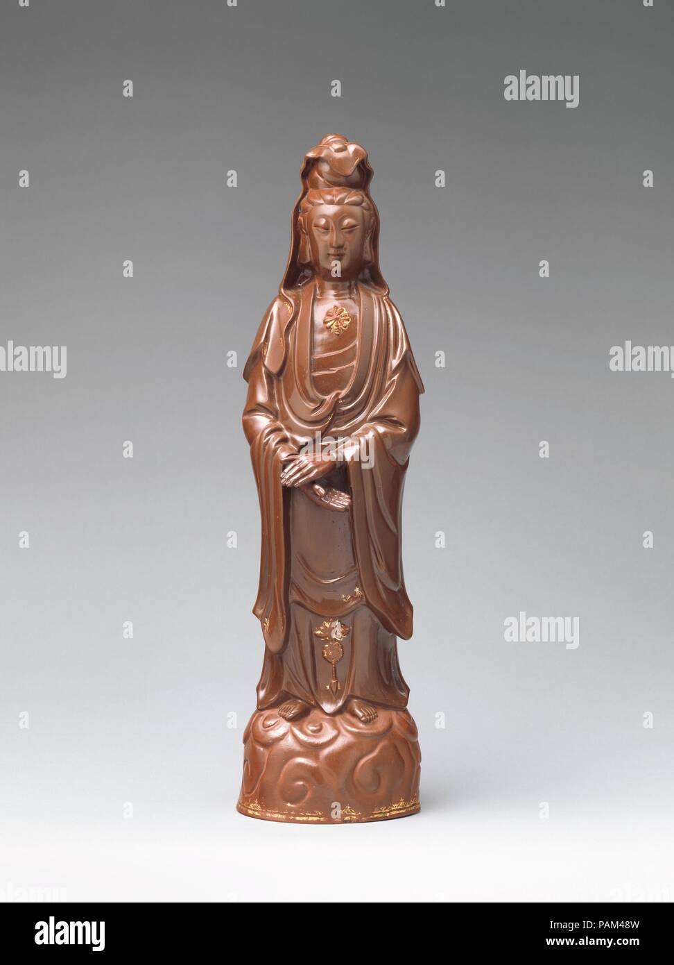 Kuan Yin. Culture: German, Meissen. Dimensions: Overall (confirmed): 14 3/4 × 4 × 4 1/8 in. (37.5 × 10.2 × 10.5 cm). Factory: Meissen Manufactory (German, 1710-present). Factory director: Böttger Period (1713-1720). Date: ca. 1711.  Copied, and possibly cast, from a model in Chinese blanc de chine porcelain, ca. 1700. Museum: Metropolitan Museum of Art, New York, USA. Stock Photo