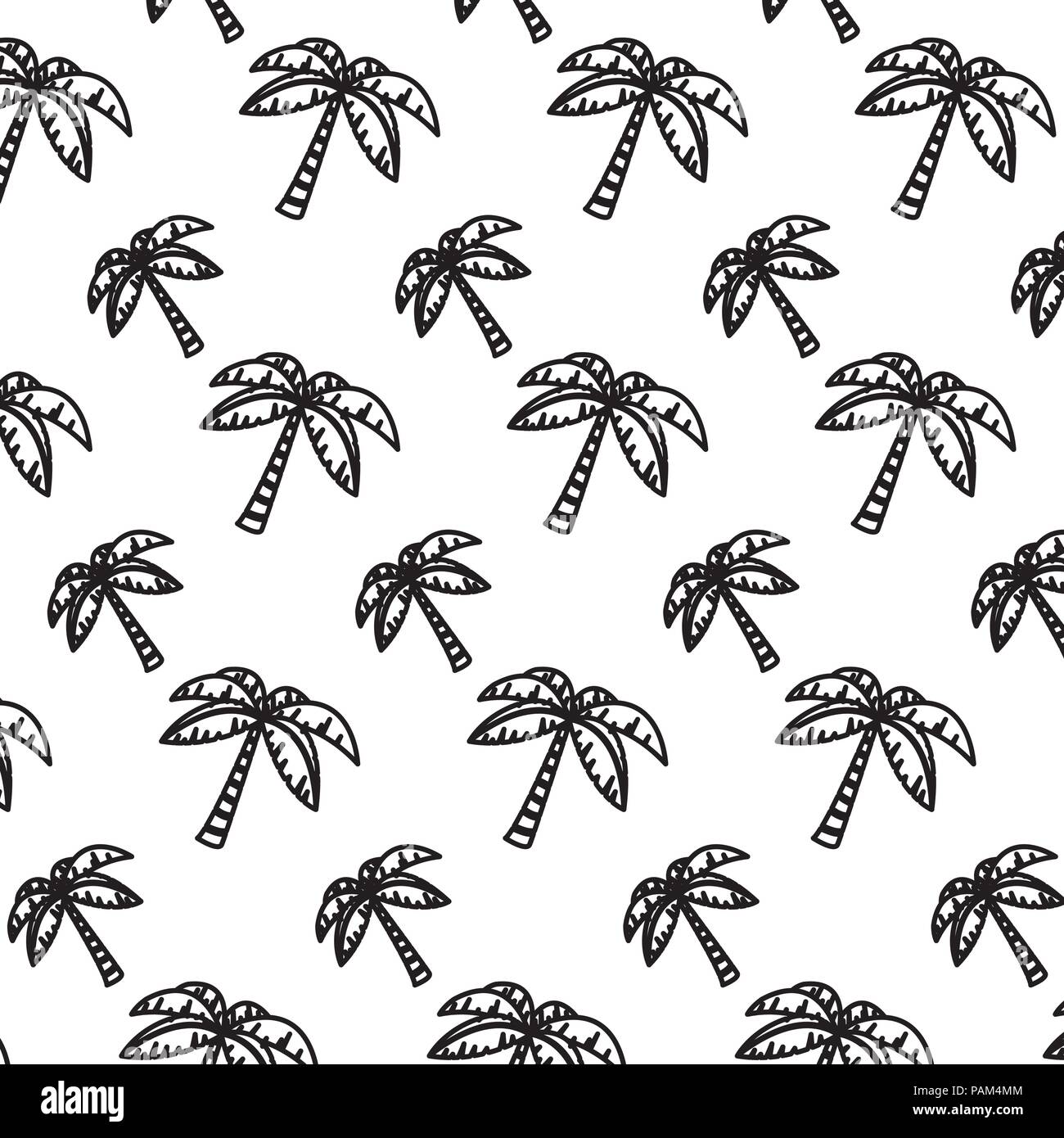 line tropical palm tree leaves background Stock Vector