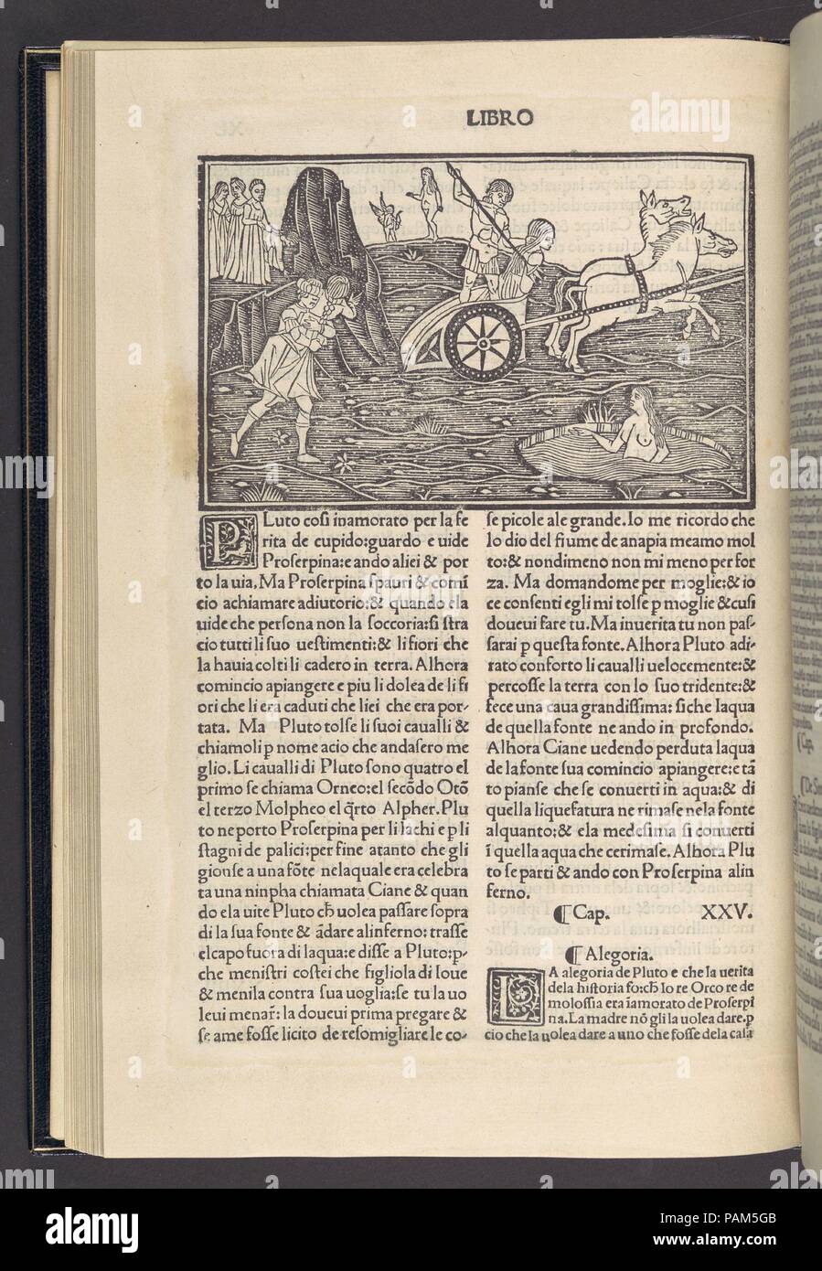Methamorphoseos vulgare. Author: Written by Ovid (Roman, Sulmo 43 B.C.-A.D. 17 Tomis, Moesia). Designer: Design of some woodcuts attributed to Benedetto Bordone (Italian, Padua ca. 1455/60-1530 Padua, active mainly Venice from 1488). Dimensions: 11 3/4 × 8 1/8 × 7/8 in. (29.8 × 20.6 × 2.3 cm). Printer: Printed by Christoforo de Pensa for Lucantonio Guinta. Printmaker: Cutting of blocks signed 'ia' attributed to Jacob of Strasbourg (Italian School, born Alsace, active Venice, 1494-1530). Publisher: Published by Lucantonio Giunta (Italian, Florence 1457-1538 Venice) (Venice). Translator: Transla Stock Photo