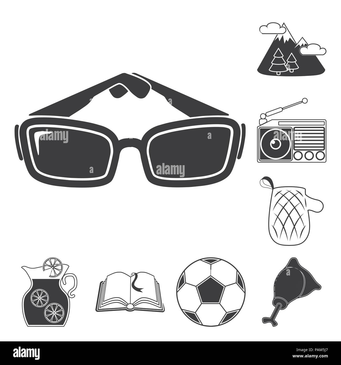 Picnic and equipment black icons in set collection for design. Picnic ...