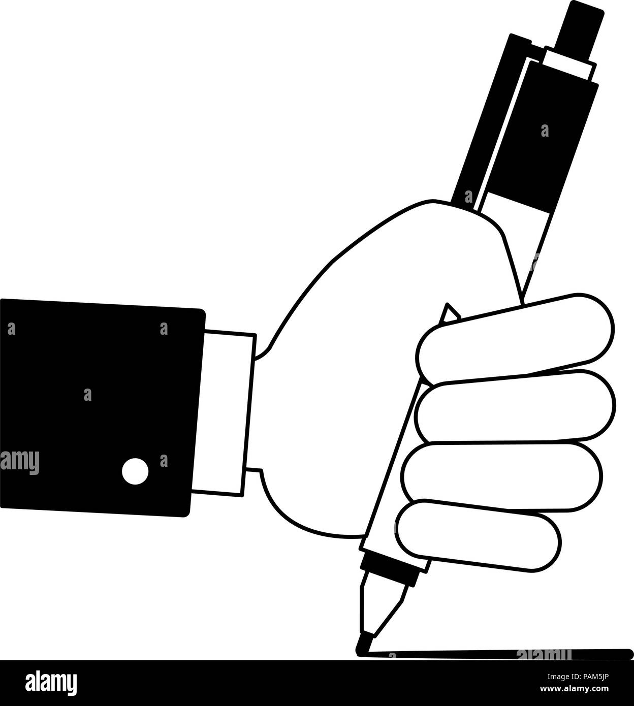 Hand with pen vector illustration graphic design Stock Vector Image ...
