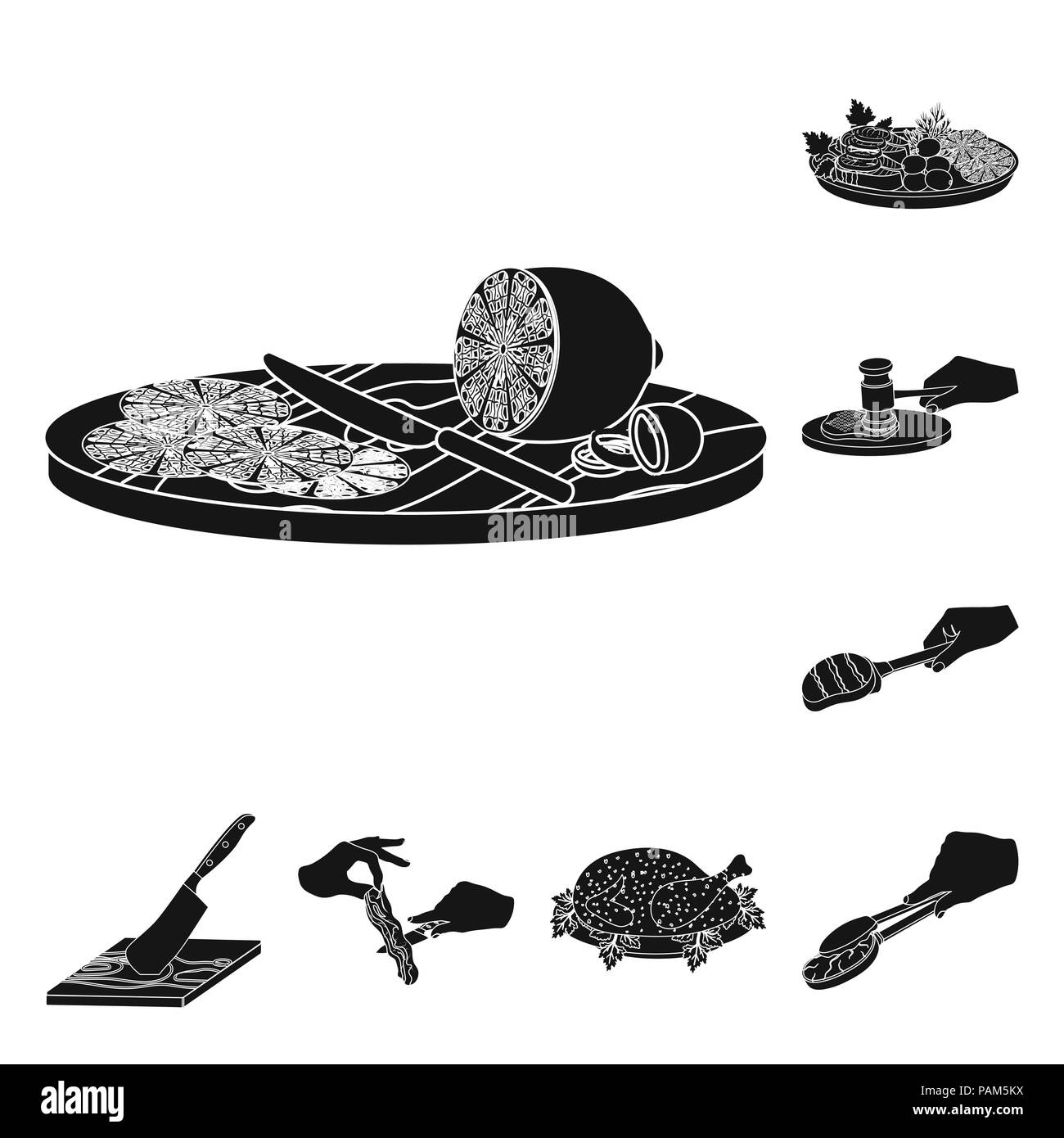 Cooking food black icons in set collection for design. Kitchen ...