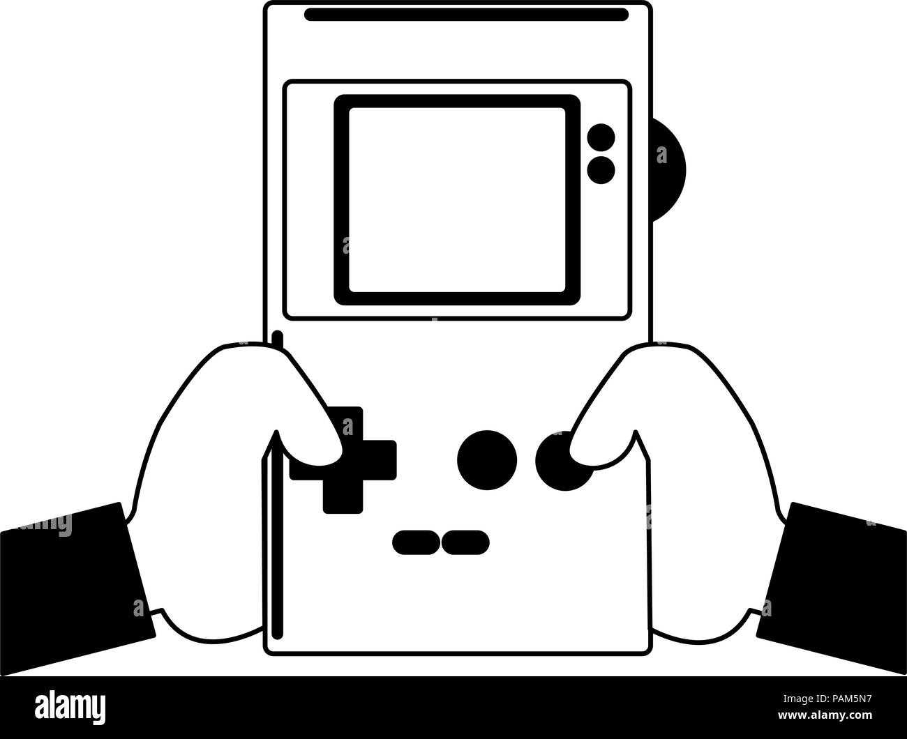 Retro videogame console portable in black and white Stock Vector Image ...
