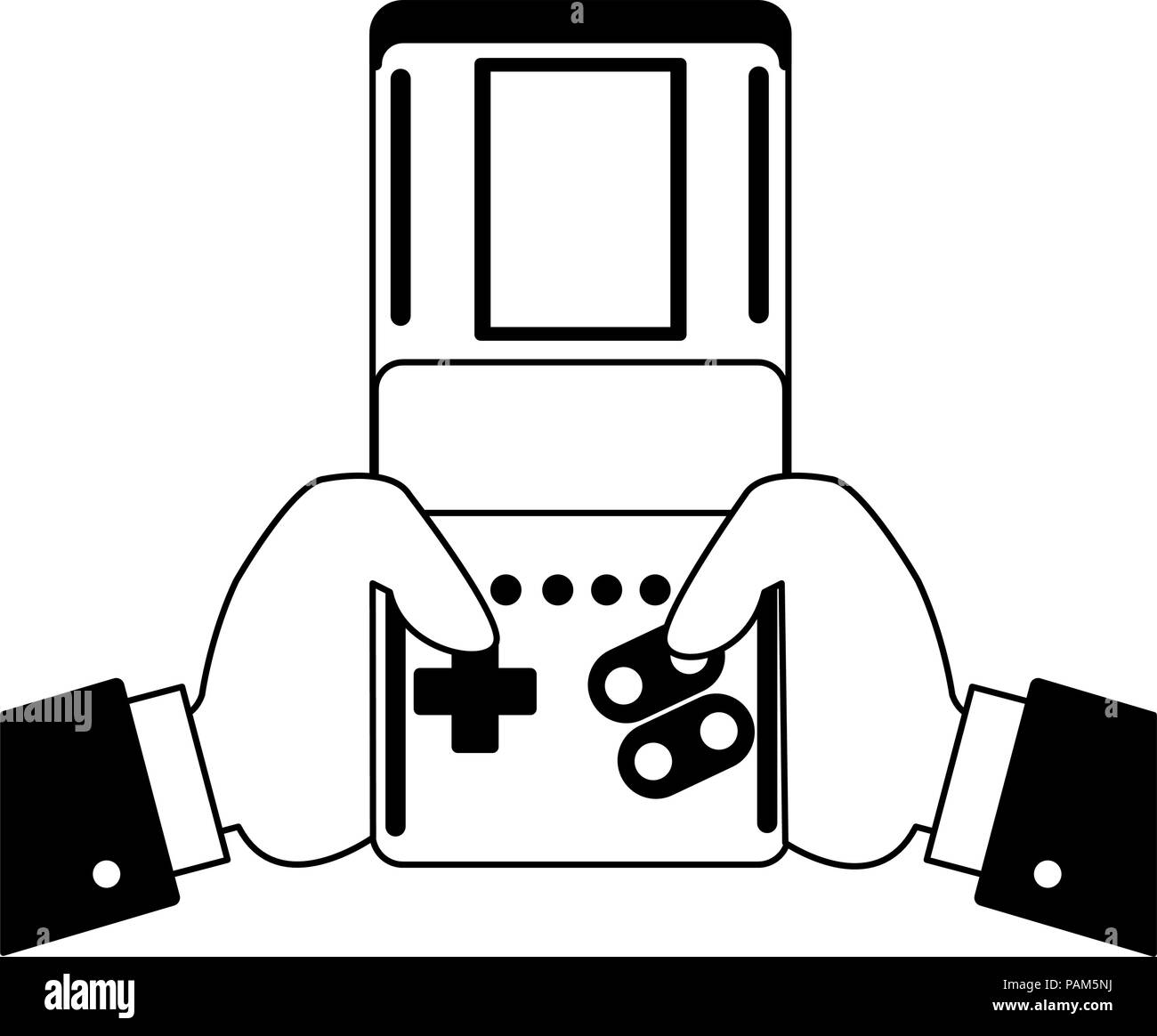 Retro videogame console portable in black and white Stock Vector Image &  Art - Alamy