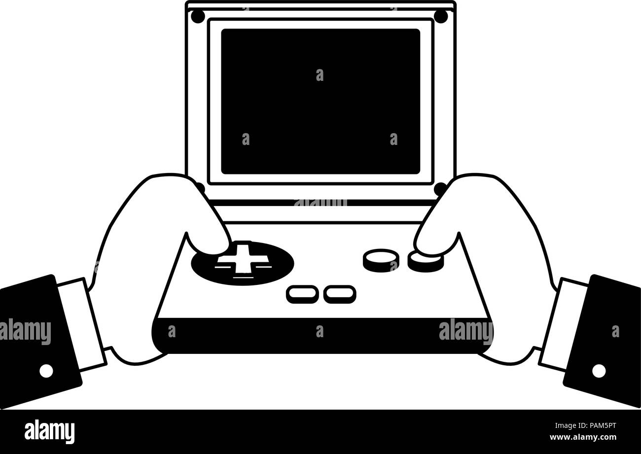 Retro videogame console portable in black and white Stock Vector Image ...