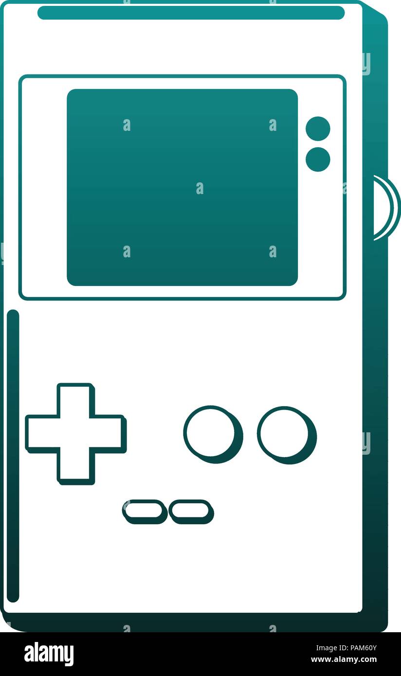 Retro videogame console portable blue lines Stock Vector