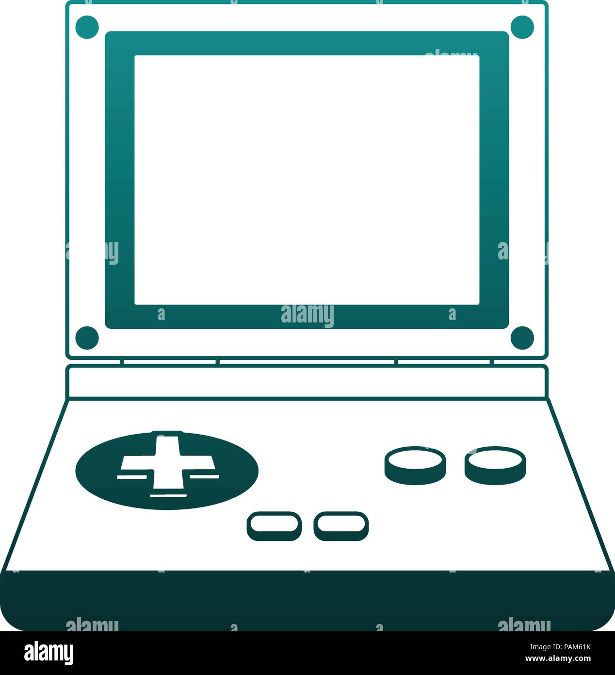 Retro videogame console portable blue lines Stock Vector