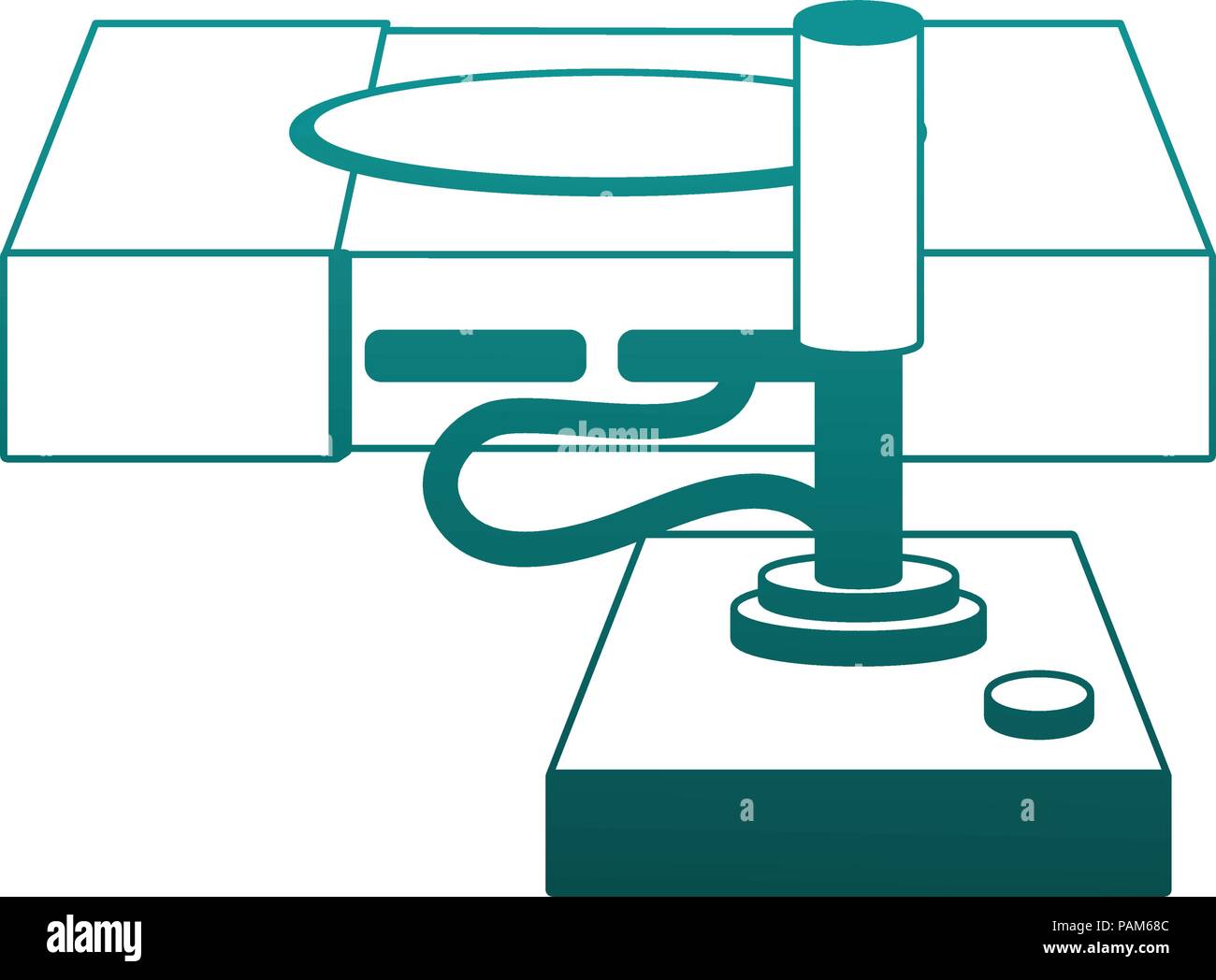 Retro videogame console blue lines Stock Vector