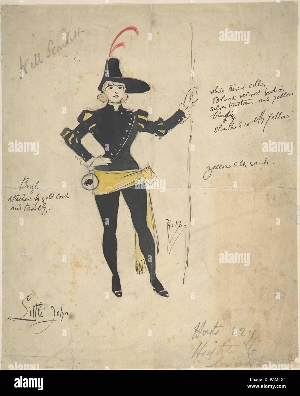 Costume Drawing for Little John. Artist: Phil May (British, New Wortley, Leeds 1864-1903 London). Dimensions: sheet: 8 3/16 x 6 3/4 in. (20.8 x 17.1 cm). Date: late 19th century. Museum: Metropolitan Museum of Art, New York, USA. Stock Photo
